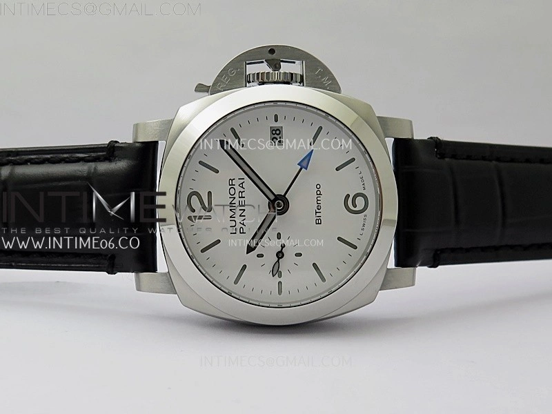 PAM1367 Z GMT SS VSF 1:1 Best Edition White Dial on Black Leather Strap Asian P900