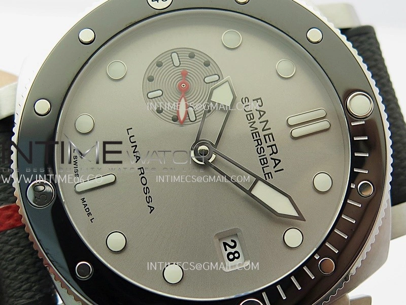 PAM1681 44mm Luna Rossa Submersible VSF 1:1 Best Edition On Gray Fabric Strap P900