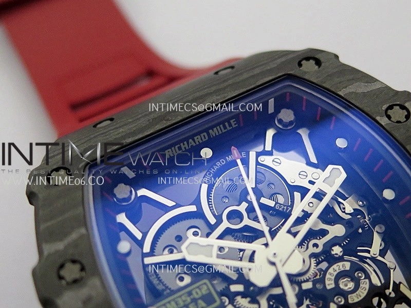 RM035-02 Real Black NTPT APSF 1:1 Best Edition Skeleton Dial On Red Rubber Strap Dandong Super Clone RMAL1