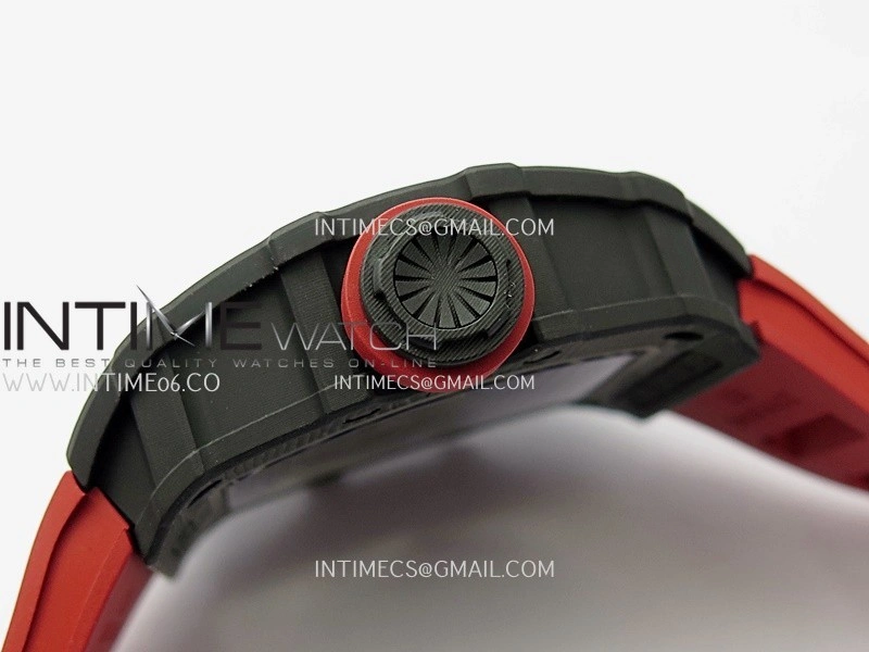 RM035-02 Real Black NTPT APSF 1:1 Best Edition Skeleton Dial On Red Rubber Strap Dandong Super Clone RMAL1