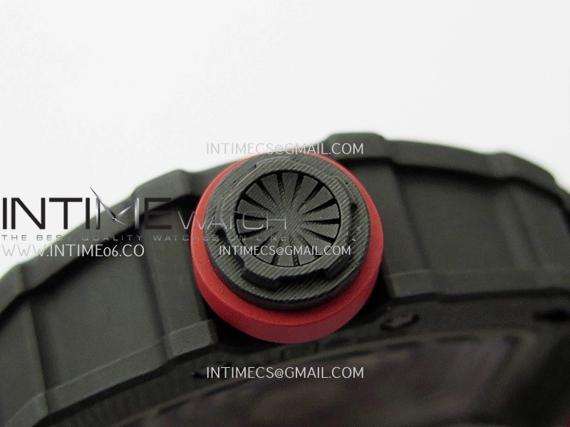 RM035-02 Real Black NTPT APSF 1:1 Best Edition Skeleton Dial On Red Rubber Strap Dandong Super Clone RMAL1