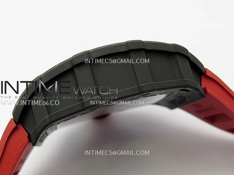 RM035-02 Real Black NTPT APSF 1:1 Best Edition Skeleton Dial On Red Rubber Strap Dandong Super Clone RMAL1