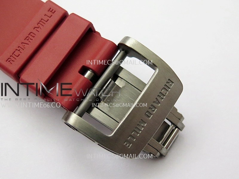 RM035-02 Real Black NTPT APSF 1:1 Best Edition Skeleton Dial On Red Rubber Strap Dandong Super Clone RMAL1