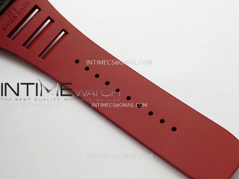 RM035-02 Real Black NTPT APSF 1:1 Best Edition Skeleton Dial On Red Rubber Strap Dandong Super Clone RMAL1
