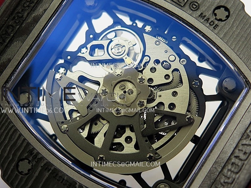 RM035-02 Real Black NTPT APSF 1:1 Best Edition Skeleton Dial On Red Rubber Strap Dandong Super Clone RMAL1