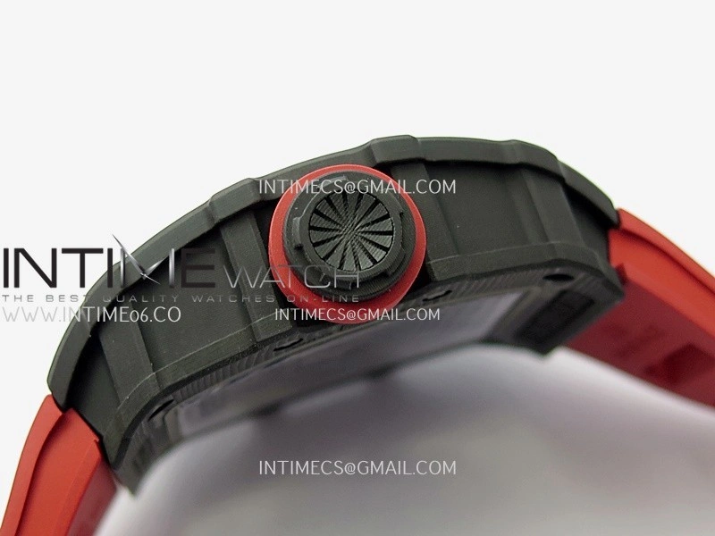 RM035-02 Real Black NTPT APSF 1:1 Best Edition Skeleton Dial On Red Rubber Strap Dandong Super Clone RMAL1