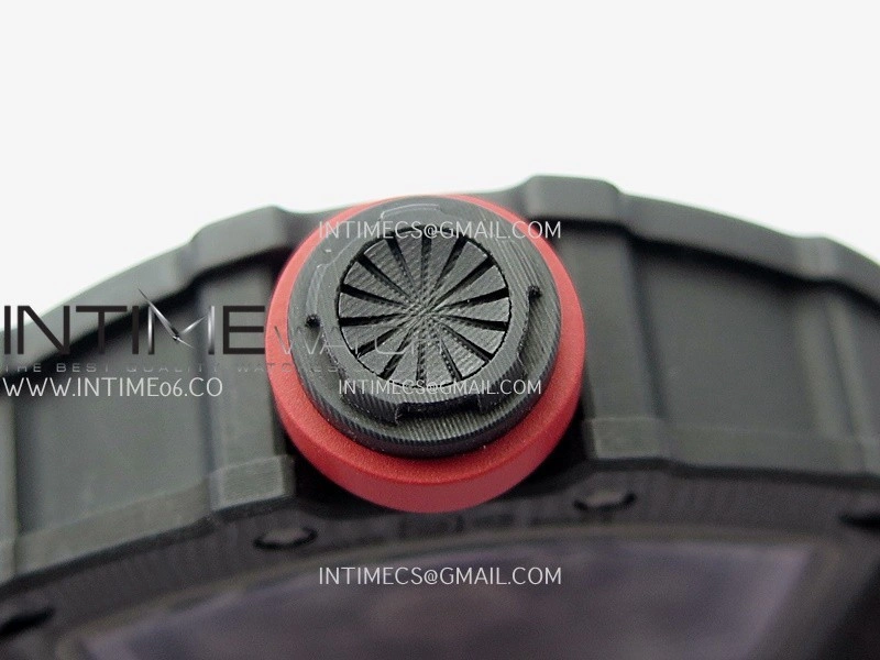 RM035-02 Real Black NTPT APSF 1:1 Best Edition Skeleton Dial On Red Rubber Strap Dandong Super Clone RMAL1