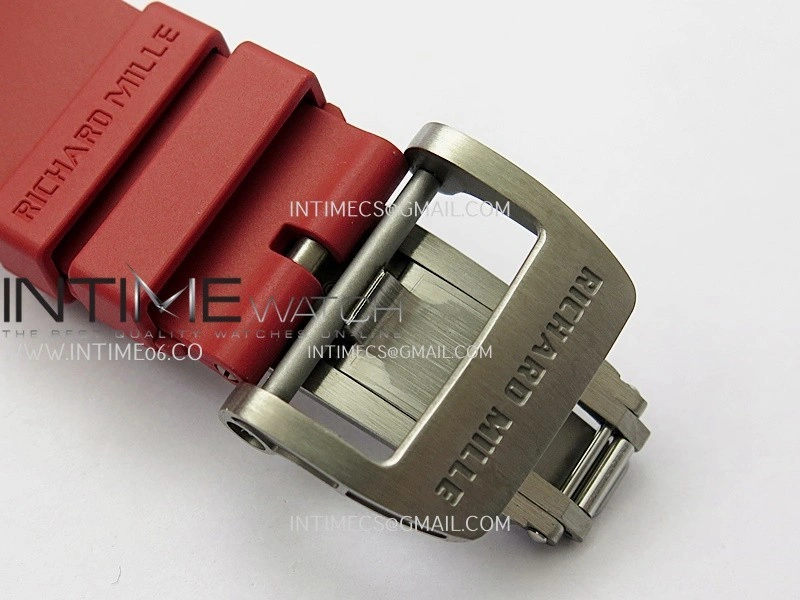 RM035-02 Real Black NTPT APSF 1:1 Best Edition Skeleton Dial On Red Rubber Strap Dandong Super Clone RMAL1