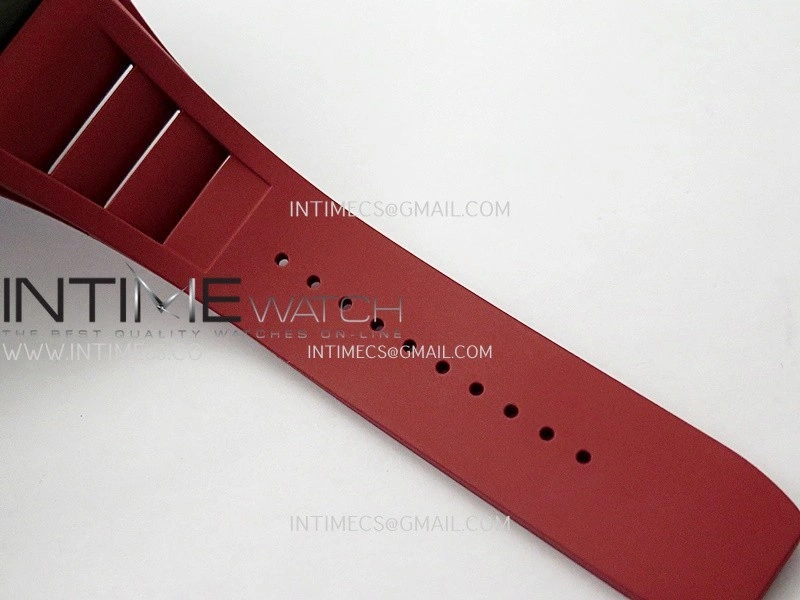 RM035-02 Real Black NTPT APSF 1:1 Best Edition Skeleton Dial On Red Rubber Strap Dandong Super Clone RMAL1