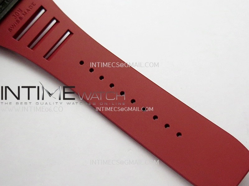 RM035-02 Real Black NTPT APSF 1:1 Best Edition Skeleton Dial On Red Rubber Strap Dandong Super Clone RMAL1