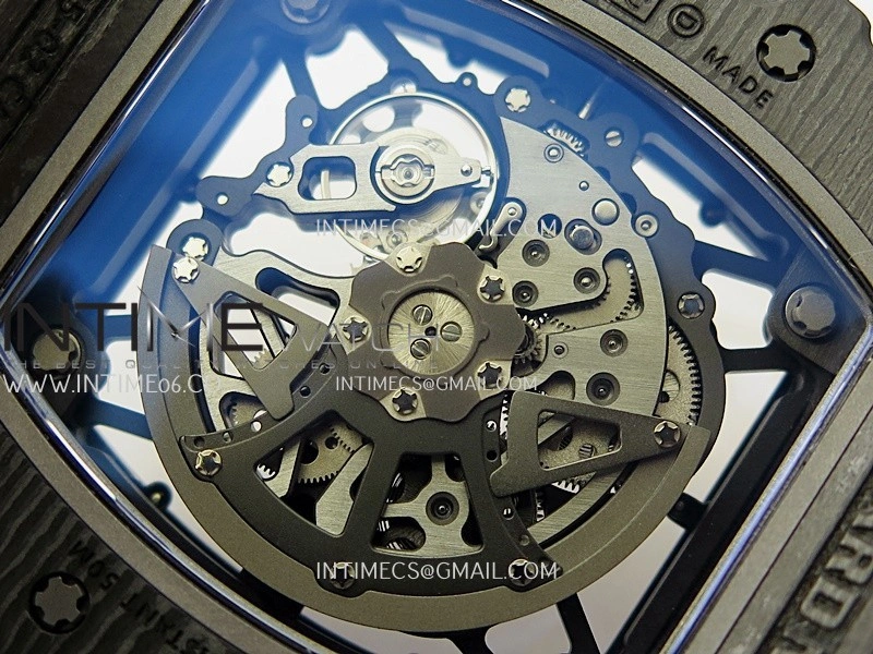 RM035-02 Real Black NTPT APSF 1:1 Best Edition Skeleton Dial On Red Rubber Strap Dandong Super Clone RMAL1