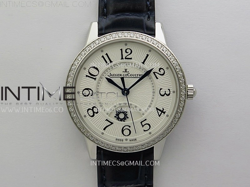 Rendez-Vous Night and Day Diamond Bezel SS APSF 1:1 Best Edition White Textured Dial SS Bezel on Blue Strap Super Clone A898