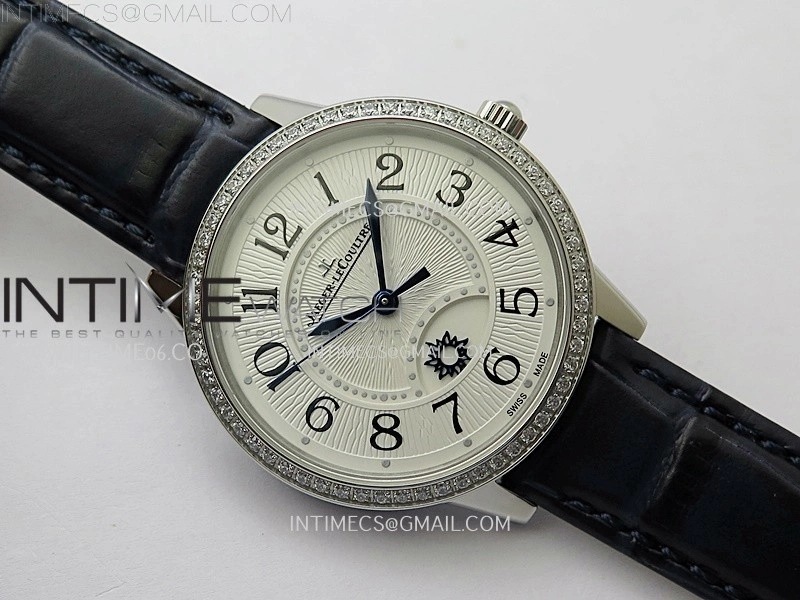 Rendez-Vous Night and Day Diamond Bezel SS APSF 1:1 Best Edition White Textured Dial SS Bezel on Blue Strap Super Clone A898