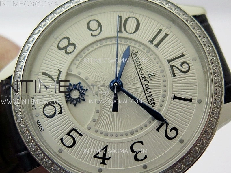 Rendez-Vous Night and Day Diamond Bezel SS APSF 1:1 Best Edition White Textured Dial SS Bezel on Blue Strap Super Clone A898