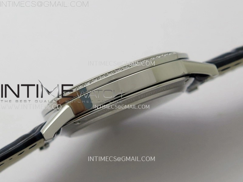 Rendez-Vous Night and Day Diamond Bezel SS APSF 1:1 Best Edition White Textured Dial SS Bezel on Blue Strap Super Clone A898