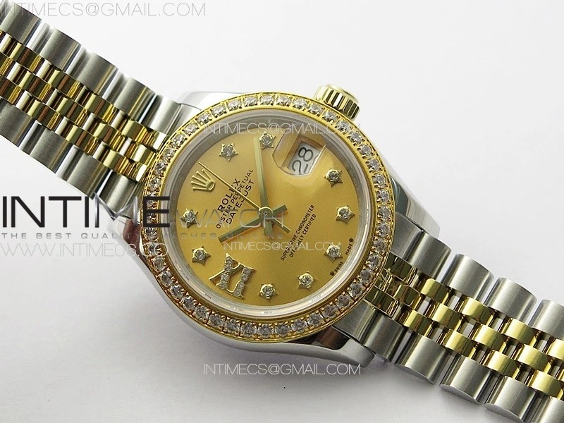 Datejust 28mm 279179 SS YG APSF Best Edition Gold Dial Stars Crystals Markers on SS YG Jubilee Bracelet NH05
