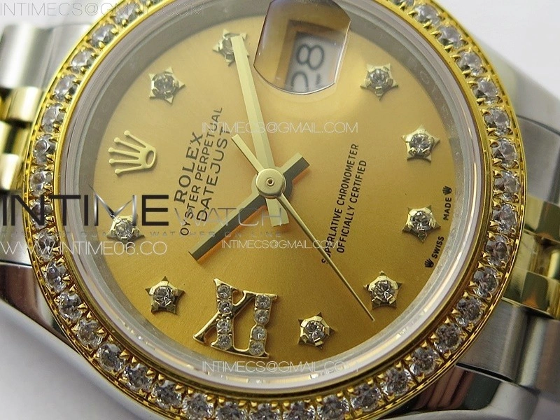 Datejust 28mm 279179 SS YG APSF Best Edition Gold Dial Stars Crystals Markers on SS YG Jubilee Bracelet NH05