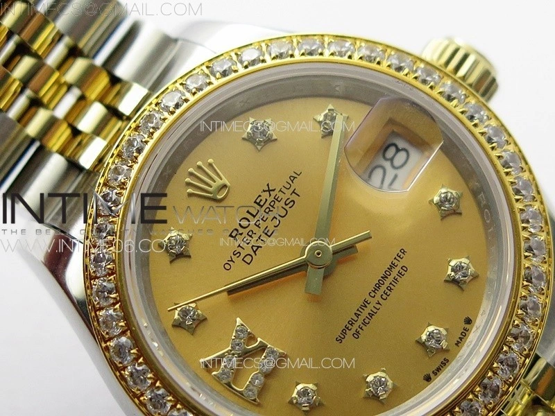 Datejust 28mm 279179 SS YG APSF Best Edition Gold Dial Stars Crystals Markers on SS YG Jubilee Bracelet NH05
