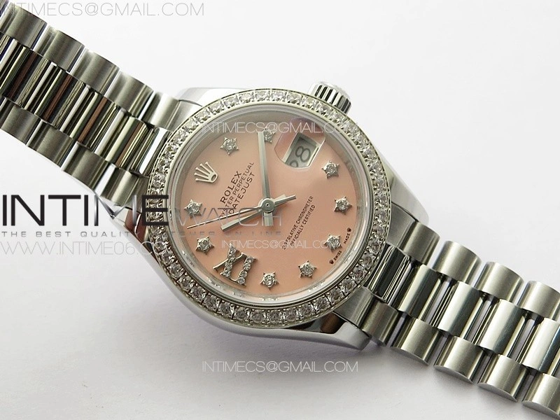 Datejust 28mm 279179 SS Crystals APSF Best Edition Pink Dial Stars Crystals Markers on SS President Bracelet NH05