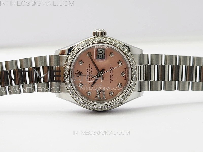Datejust 28mm 279179 SS Crystals APSF Best Edition Pink Dial Stars Crystals Markers on SS President Bracelet NH05