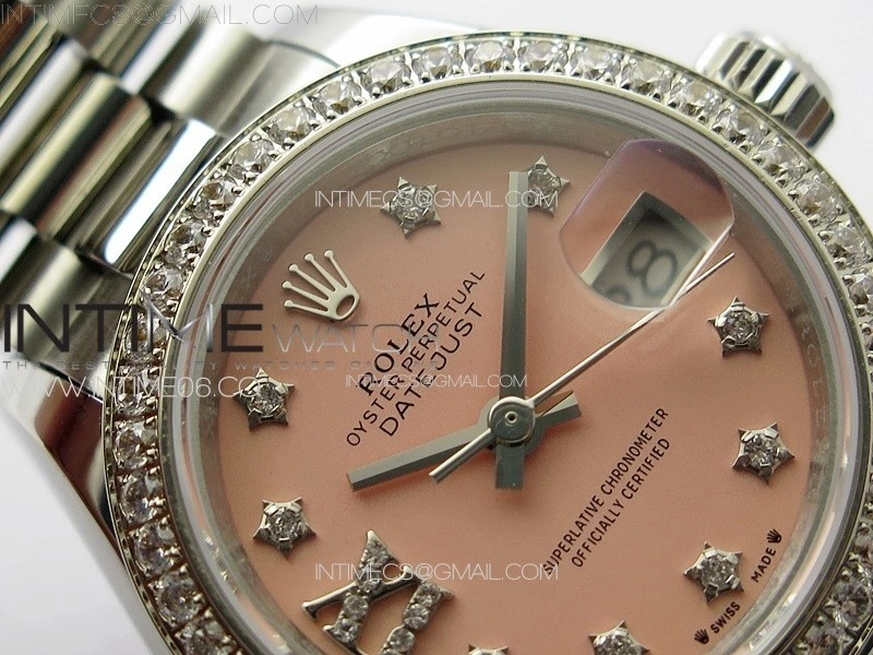 Datejust 28mm 279179 SS Crystals APSF Best Edition Pink Dial Stars Crystals Markers on SS President Bracelet NH05