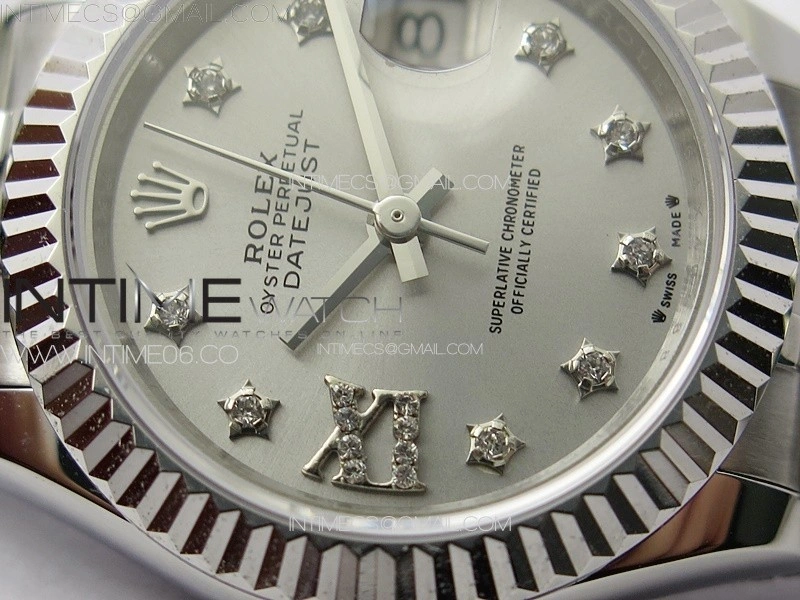 Datejust 28mm 279179 SS APSF Best Edition Silver Dial Stars Crystals Markers on SS Jubilee Bracelet NH05
