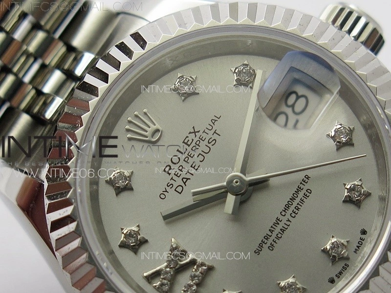 Datejust 28mm 279179 SS APSF Best Edition Silver Dial Stars Crystals Markers on SS Jubilee Bracelet NH05