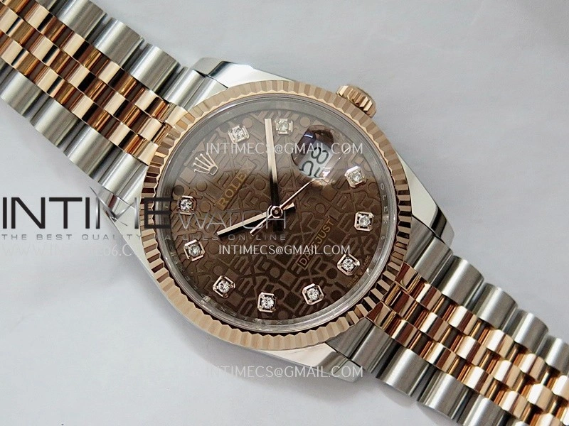 DateJust 126233 36mm 904L SS RG AR+F 1:1 Best Edition Brown Jubilee Dial Diamond Marker On Jubilee Bracelet DD3235