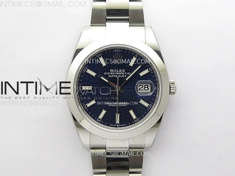 DateJust 41mm 126300 904 SS AR+F V2 1:1 Best Edition Fluted Blue Dial Sticks Markers on Oyster Bracelet DD3235