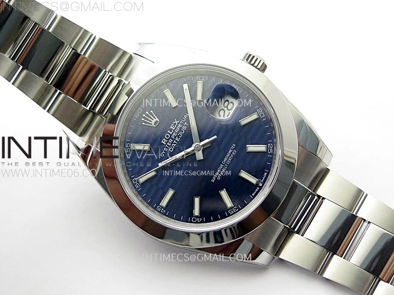 DateJust 41mm 126300 904 SS AR+F V2 1:1 Best Edition Fluted Blue Dial Sticks Markers on Oyster Bracelet DD3235