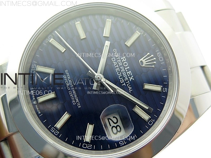 DateJust 41mm 126300 904 SS AR+F V2 1:1 Best Edition Fluted Blue Dial Sticks Markers on Oyster Bracelet DD3235