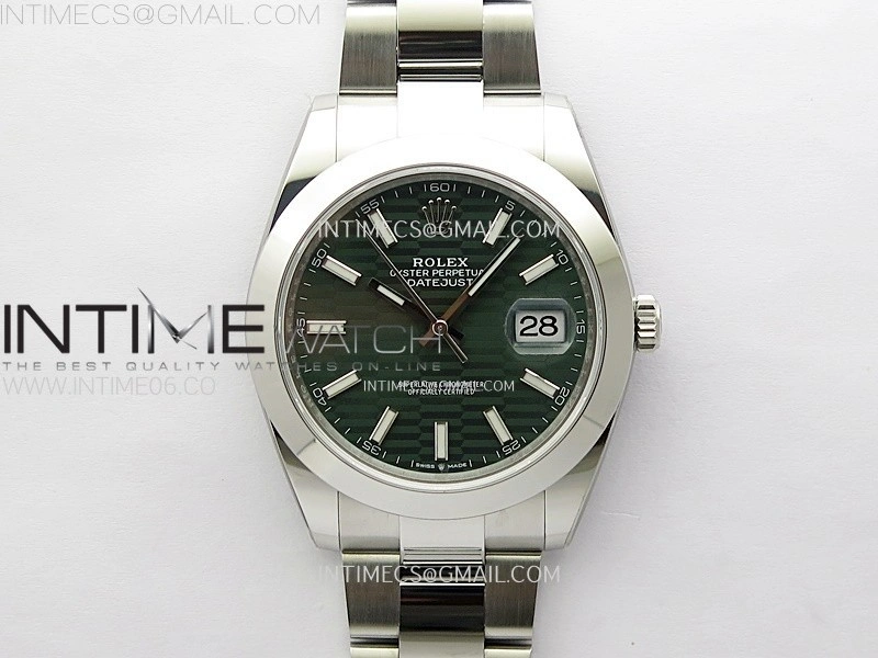 DateJust 41mm 126300 904 SS AR+F V2 1:1 Best Edition Fluted Green Dial Stick Markers on Oyster Bracelet DD3235