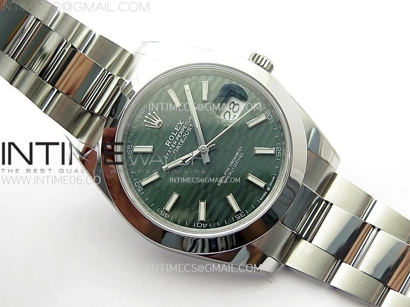 DateJust 41mm 126300 904 SS AR+F V2 1:1 Best Edition Fluted Green Dial Stick Markers on Oyster Bracelet DD3235