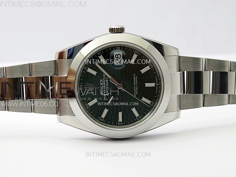 DateJust 41mm 126300 904 SS AR+F V2 1:1 Best Edition Fluted Green Dial Stick Markers on Oyster Bracelet DD3235