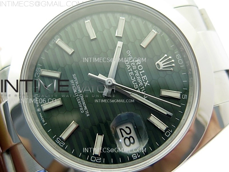 DateJust 41mm 126300 904 SS AR+F V2 1:1 Best Edition Fluted Green Dial Stick Markers on Oyster Bracelet DD3235