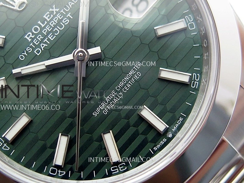 DateJust 41mm 126300 904 SS AR+F V2 1:1 Best Edition Fluted Green Dial Stick Markers on Oyster Bracelet DD3235