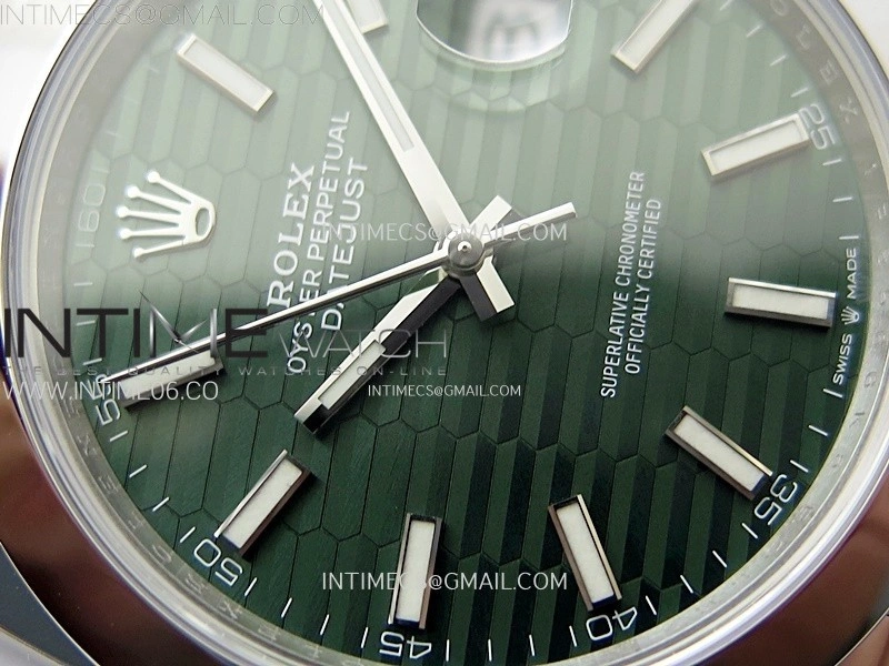 DateJust 41mm 126300 904 SS AR+F V2 1:1 Best Edition Fluted Green Dial Stick Markers on Oyster Bracelet DD3235