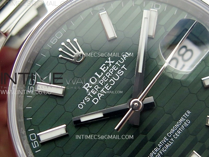 DateJust 41mm 126300 904 SS AR+F V2 1:1 Best Edition Fluted Green Dial Stick Markers on Oyster Bracelet DD3235