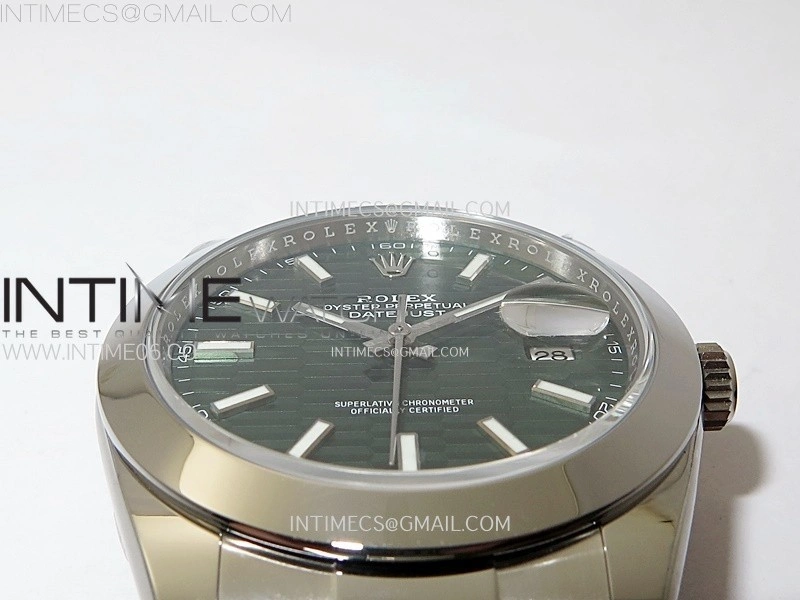 DateJust 41mm 126300 904 SS AR+F V2 1:1 Best Edition Fluted Green Dial Stick Markers on Oyster Bracelet DD3235