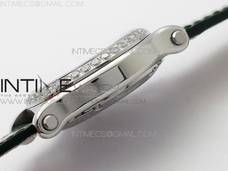HAPPY SPORT AUTOMATIC SS 36MM CRYSTAL YYF 1:1 BEST EDITION WHITE DIAL ON GREEN LEATHER STRAP A2892