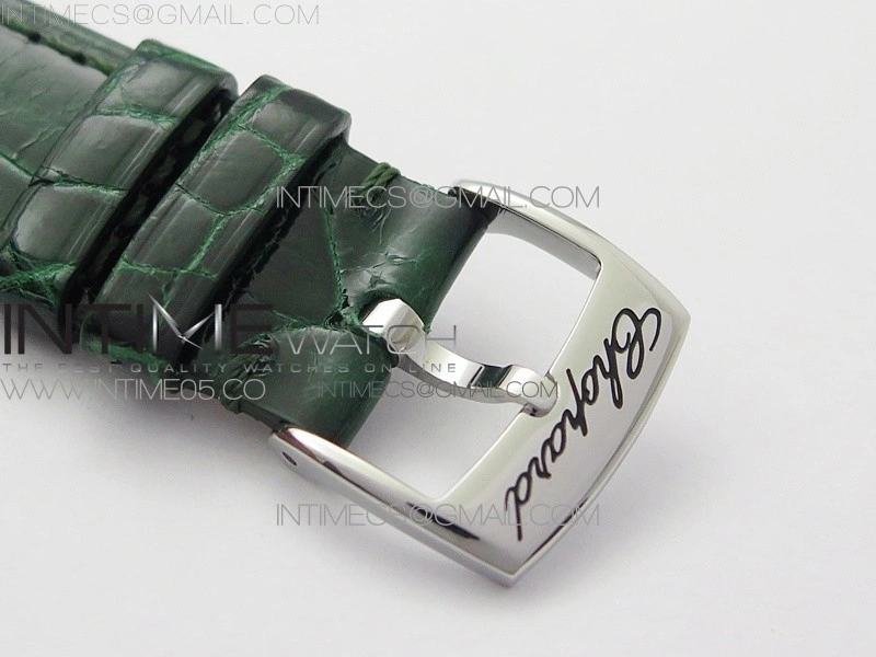 HAPPY SPORT AUTOMATIC SS 36MM CRYSTAL YYF 1:1 BEST EDITION WHITE DIAL ON GREEN LEATHER STRAP A2892