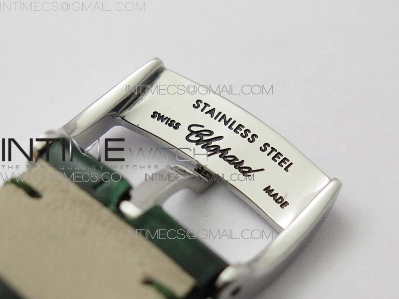 HAPPY SPORT AUTOMATIC SS 36MM CRYSTAL YYF 1:1 BEST EDITION WHITE DIAL ON GREEN LEATHER STRAP A2892