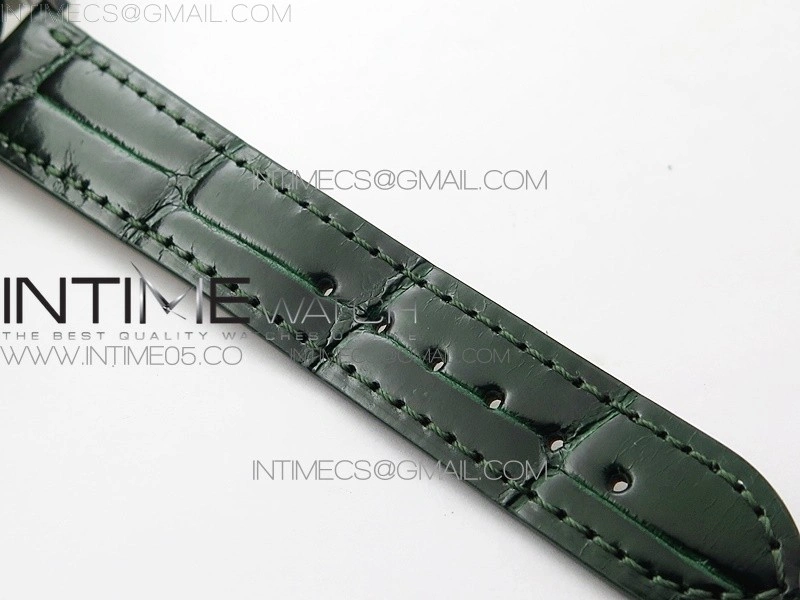 HAPPY SPORT AUTOMATIC SS 36MM CRYSTAL YYF 1:1 BEST EDITION WHITE DIAL ON GREEN LEATHER STRAP A2892