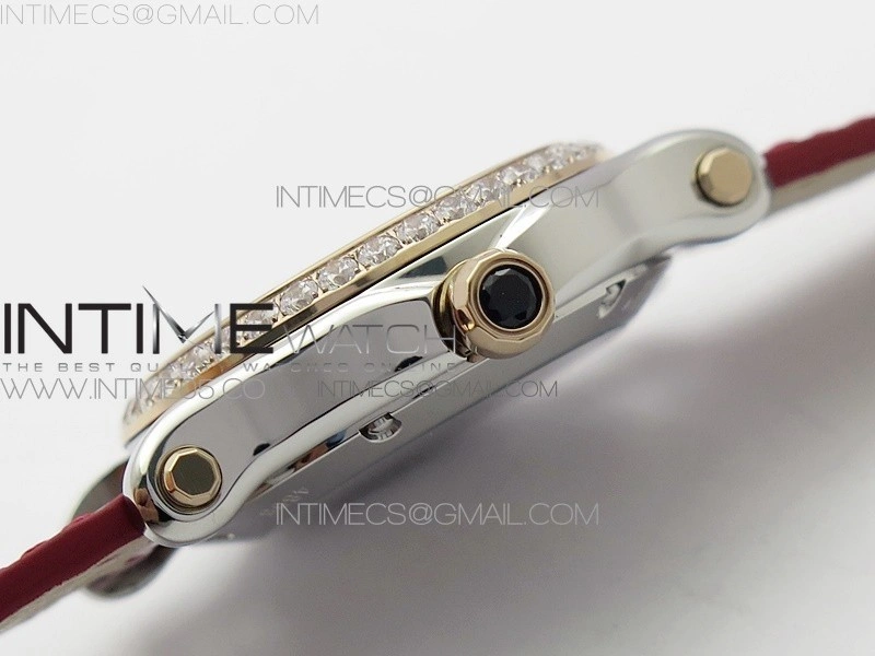 HAPPY SPORT AUTOMATIC SS RG 36MM CRYSTAL YYF 1:1 BEST EDITION WHITE DIAL ON RED LEATHER STRAP A2892