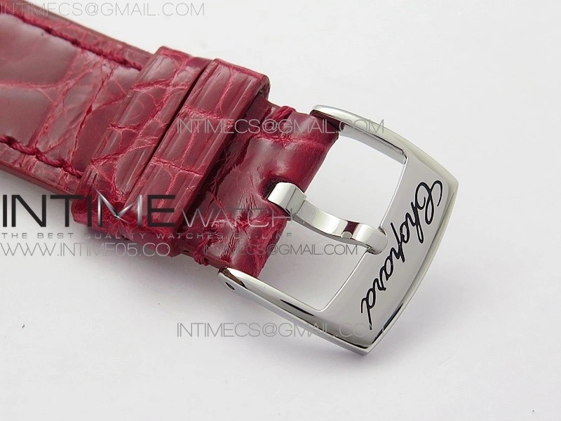 HAPPY SPORT AUTOMATIC SS RG 36MM CRYSTAL YYF 1:1 BEST EDITION WHITE DIAL ON RED LEATHER STRAP A2892