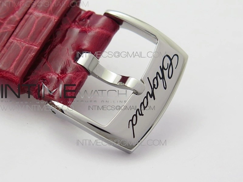 HAPPY SPORT AUTOMATIC SS RG 36MM CRYSTAL YYF 1:1 BEST EDITION WHITE DIAL ON RED LEATHER STRAP A2892