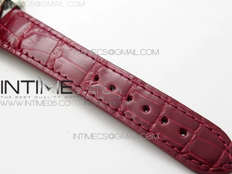 HAPPY SPORT AUTOMATIC SS RG 36MM CRYSTAL YYF 1:1 BEST EDITION WHITE DIAL ON RED LEATHER STRAP A2892