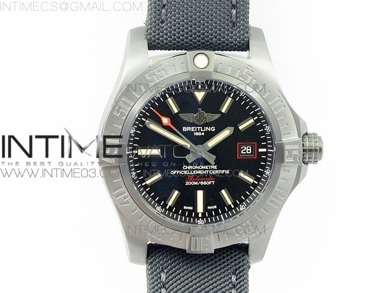 AVENGER BLACKBIRD V17311 Ti DLC 1:1 Best Edition Black Dial on Nylon Strap A2824