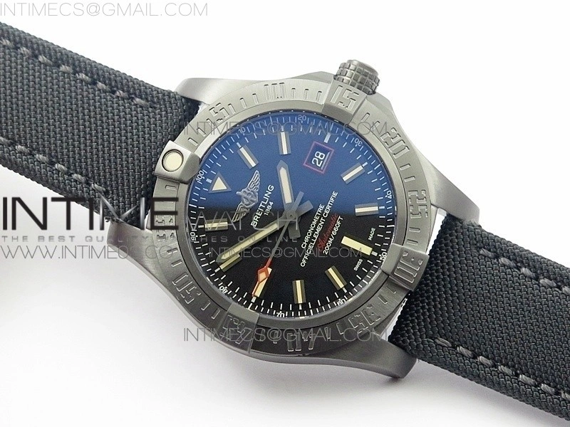 AVENGER BLACKBIRD V17311 Ti DLC 1:1 Best Edition Black Dial on Nylon Strap A2824