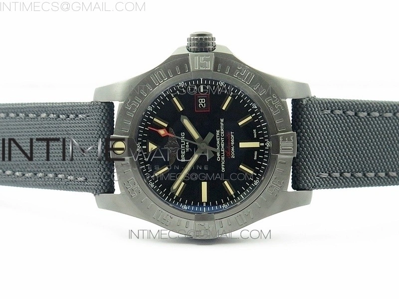 AVENGER BLACKBIRD V17311 Ti DLC 1:1 Best Edition Black Dial on Nylon Strap A2824